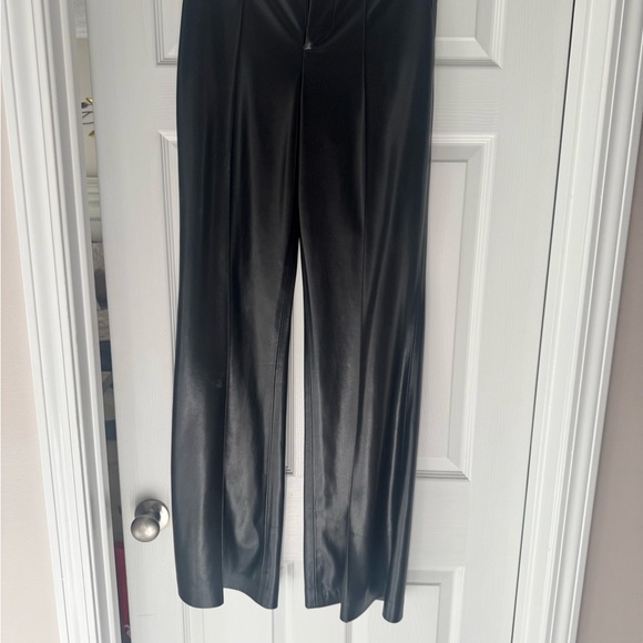 Alice & Olivia Dylan Vegan Leather Wide Leg Trouser Pant - Picture 9 of 11